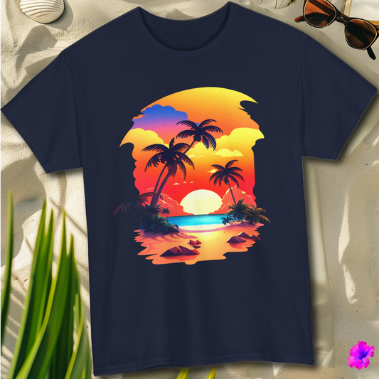 1T107 * Sunset Palms * Heavy Cotton Tee