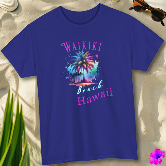 3T103 * Waikiki Beach Hawaii * Heavy Cotton Tee