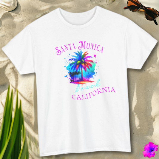 3T104 * Santa Monica Beach California * Heavy Cotton Tee